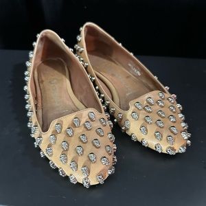 Jeffrey Campbell Skulltini Nude Skull Studded Flats